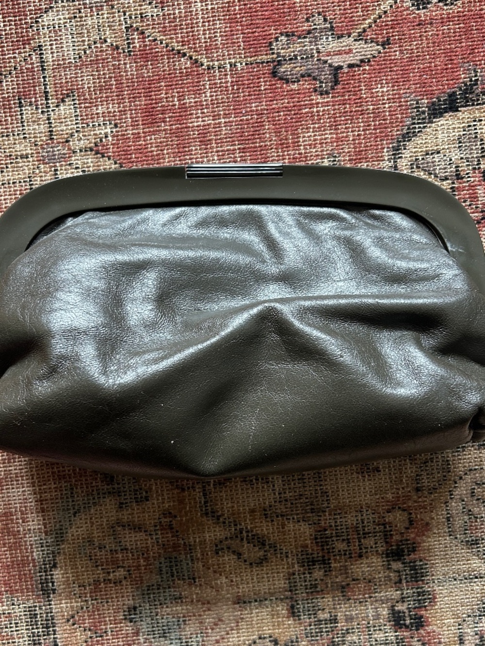 Vintage 1980's Green/Tan Leather Clutch